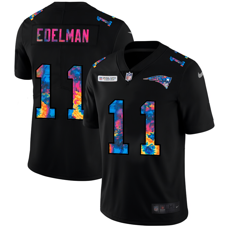 NFL New England Patriots #11 Julian Edelman Men Nike MultiColor Black 2020 Crucial Catch Vapor Untouchable Limited Jersey